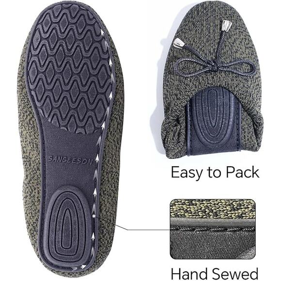 1920 SANGEESON Womens Ballet Flats Round Toe Slip on Comfort Dress Shoe, Grey, 8 - Picture 3 of 4